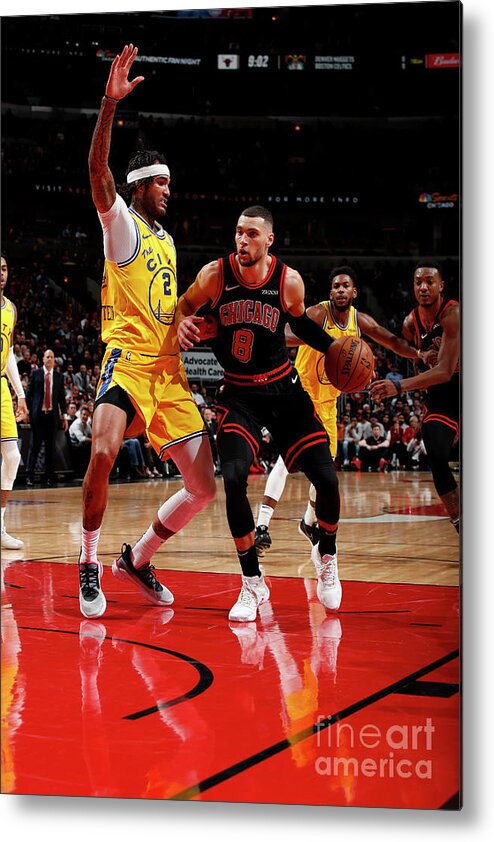 Zach Lavine Metal Print featuring the photograph Golden State Warriors V Chicago Bulls by Jeff Haynes