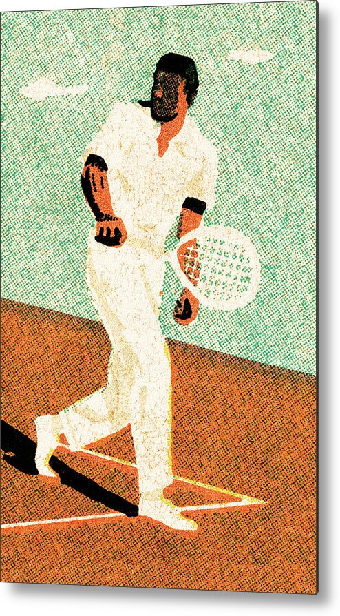 Action Metal Poster featuring the drawing Male tennis player #1 by CSA Images