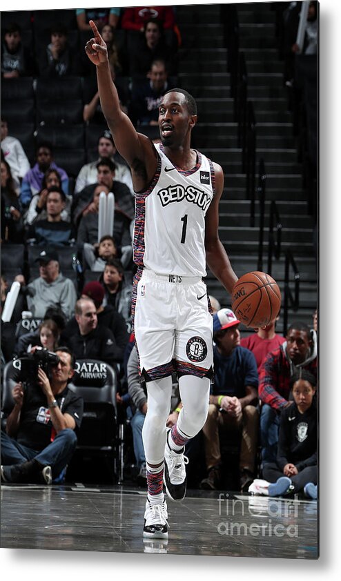 Theo Pinson Metal Print featuring the photograph Miami Heat V Brooklyn Nets by Nathaniel S. Butler