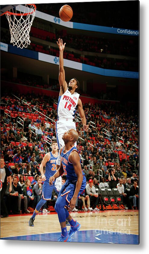 Ish Smith Metal Print featuring the photograph New York Knicks V Detroit Pistons by Brian Sevald