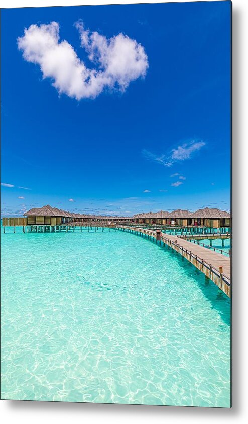 Landscape Metal Print featuring the photograph Overwater Bungalow In The Indian Ocean #1 by Levente Bodo