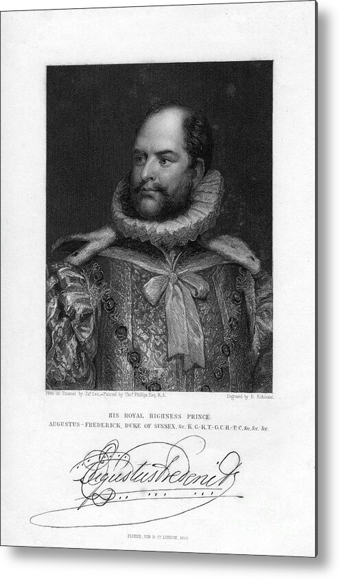 Engraving Metal Print featuring the drawing Prince Augustus Frederick, Duke #1 by Print Collector