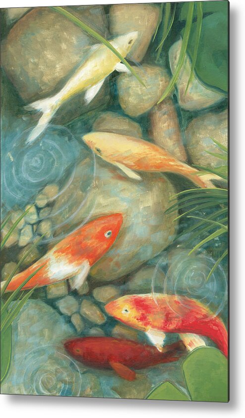 Fish Metal Print featuring the painting Reflecting Koi I #1 by Megan Meagher