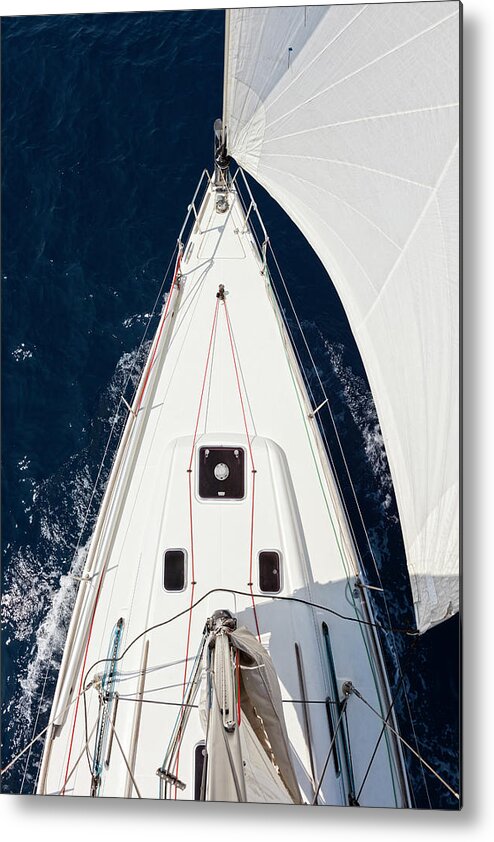 Adriatic Sea Metal Print featuring the photograph Sailboat From Above #1 by Mbbirdy