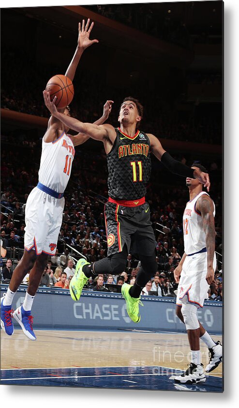 Trae Young Metal Print featuring the photograph Atlanta Hawks V New York Knicks #10 by Nathaniel S. Butler