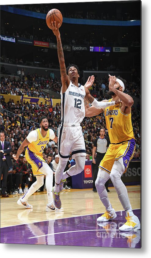 Ja Morant Metal Print featuring the photograph Memphis Grizzlies V Los Angeles Lakers by Andrew D. Bernstein