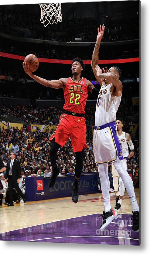Nba Pro Basketball Metal Print featuring the photograph Atlanta Hawks V Los Angeles Lakers by Andrew D. Bernstein