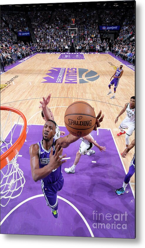 Nba Pro Basketball Metal Print featuring the photograph Milwaukee Bucks V Sacramento Kings by Rocky Widner