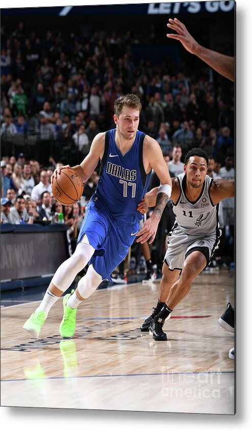 Luka Doncic Metal Print featuring the photograph San Antonio Spurs V Dallas Mavericks #12 by Glenn James