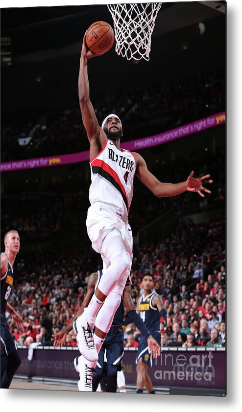 Maurice Harkless Metal Print featuring the photograph Denver Nuggets V Portland Trail Blazers by Sam Forencich