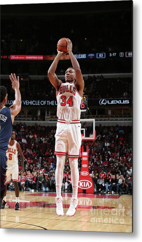 Wendell Carter Jr Metal Print featuring the photograph New Orleans Pelicans V Chicago Bulls by Gary Dineen
