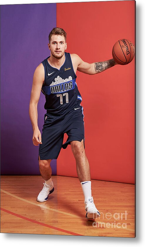 Luka Doncic Metal Print featuring the photograph 2018 Nba Rookie Photo Shoot #157 by Jennifer Pottheiser