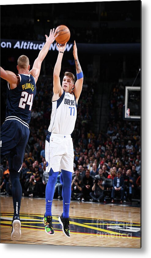 Luka Doncic Metal Print featuring the photograph Dallas Mavericks V Denver Nuggets #19 by Garrett Ellwood