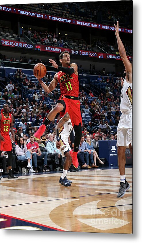 Trae Young Metal Print featuring the photograph Atlanta Hawks V New Orleans Pelicans #2 by Layne Murdoch Jr.