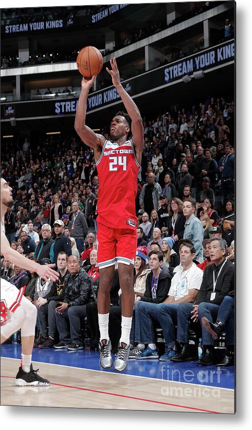 Buddy Hield Metal Print featuring the photograph Chicago Bulls V Sacramento Kings #2 by Rocky Widner