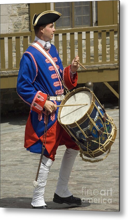 Commemoration Metal Print featuring the drawing Commemoration Of The French Colonial Army Drum In 18th Century Costume, Quebec, Canada by American School