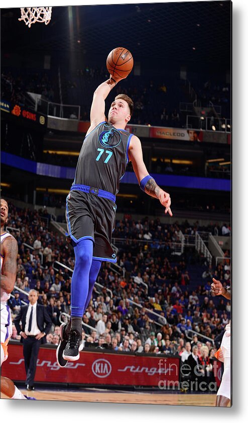 Luka Doncic Metal Print featuring the photograph Dallas Mavericks V Phoenix Suns #2 by Barry Gossage