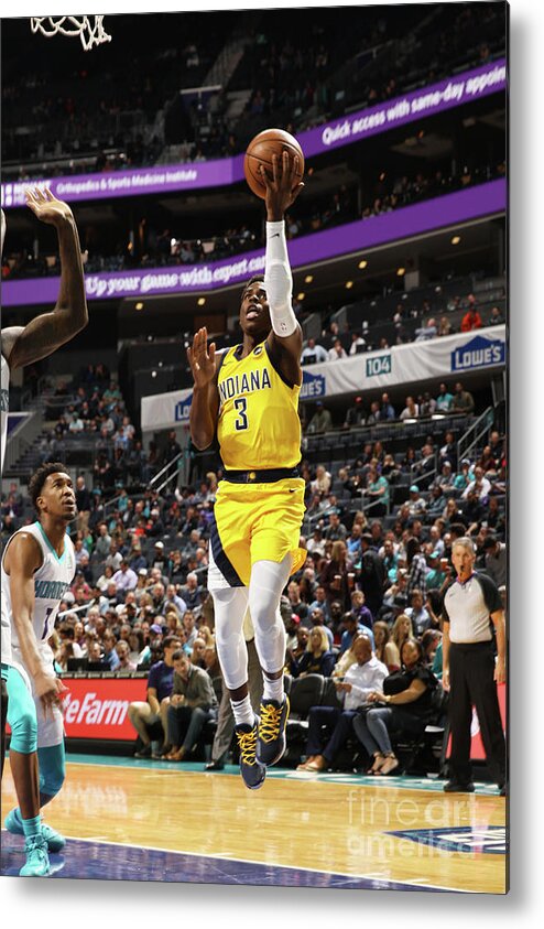 Aaron Holiday Metal Print featuring the photograph Indiana Pacers V Charlotte Hornets by Brock Williams-smith