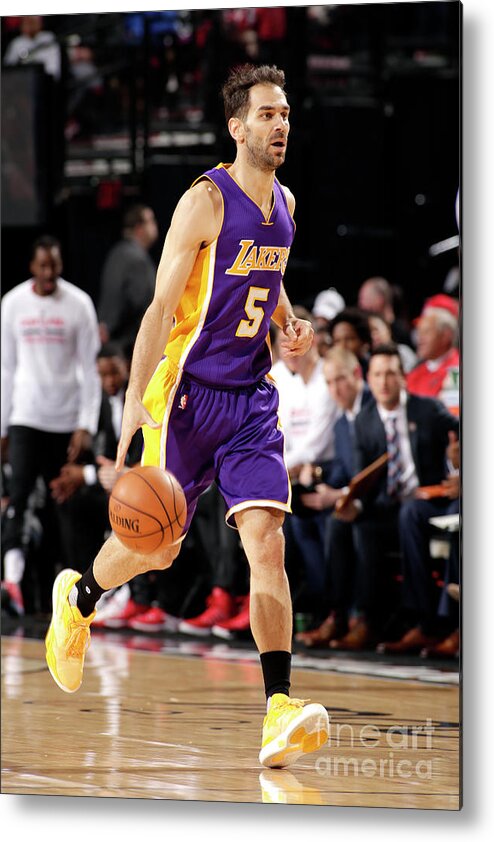 Nba Pro Basketball Metal Print featuring the photograph Los Angeles Lakers V Portland Trail by Cameron Browne