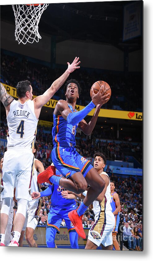 Shai Gilgeous-alexander Metal Print featuring the photograph New Orleans Pelicans V Oklahoma City by Bill Baptist