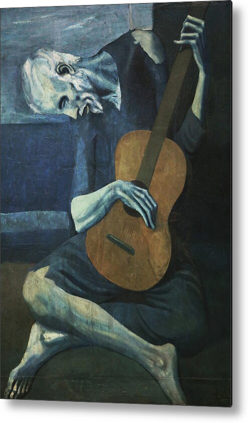 Old Metal Print featuring the painting The Old Guitarist by Pablo Picasso
