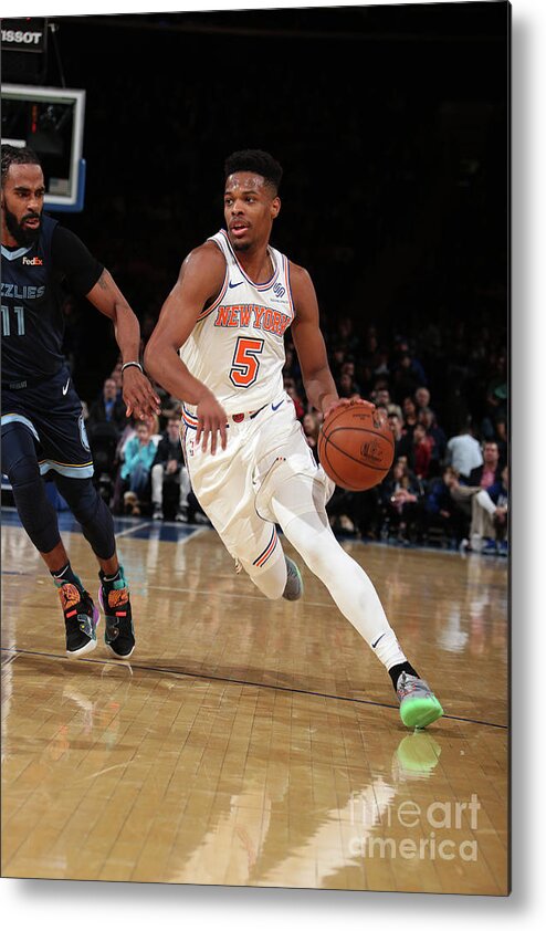 Dennis Smith Jr Metal Print featuring the photograph Memphis Grizzlies V New York Knicks by Nathaniel S. Butler