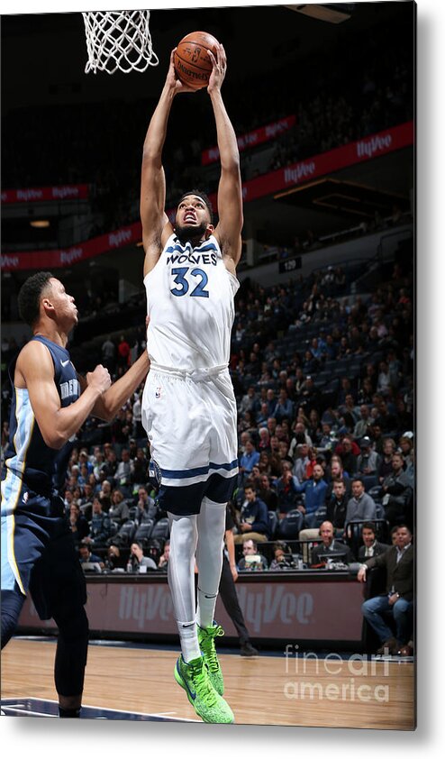 Karl-anthony Towns Metal Print featuring the photograph Memphis Grizzlies V Minnesota #3 by David Sherman