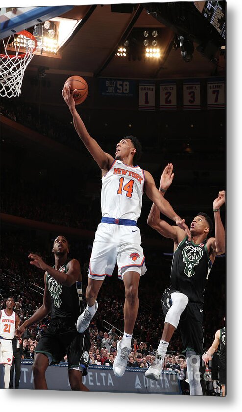 Nba Pro Basketball Metal Print featuring the photograph Milwaukee Bucks V New York Knicks by Nathaniel S. Butler