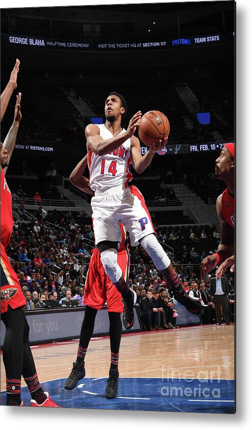 Ish Smith Metal Print featuring the photograph New Orleans Pelicans V Detroit Pistons by Chris Schwegler