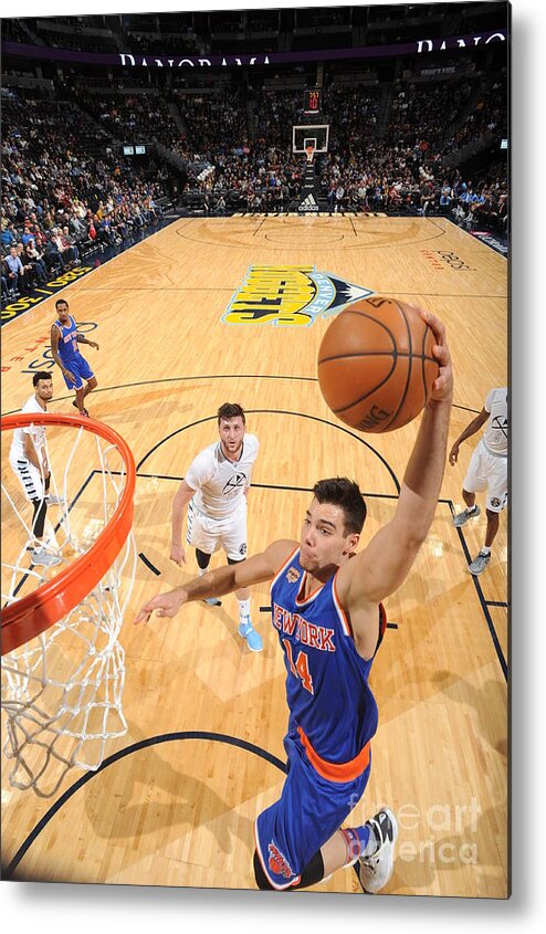 Willy Hernangomez Metal Print featuring the photograph New York Knicks V Denver Nuggets #3 by Garrett Ellwood