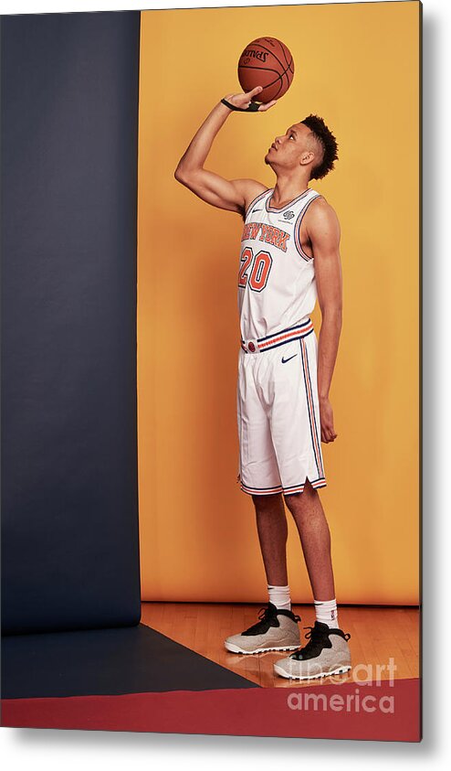 Kevin Knox Metal Print featuring the photograph 2018 Nba Rookie Photo Shoot #306 by Jennifer Pottheiser