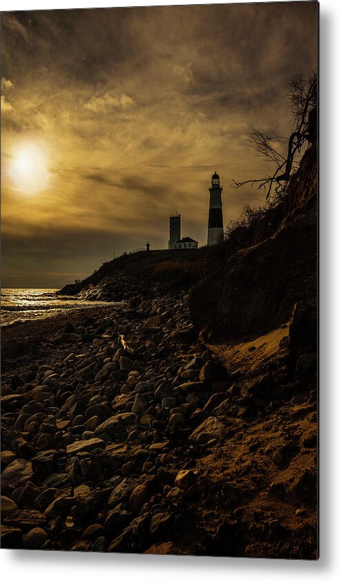 Water's Edge Metal Print featuring the photograph Lighthouse At Montauk Point, Long #4 by Alex Potemkin