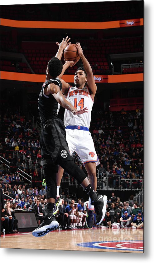 Nba Pro Basketball Metal Print featuring the photograph New York Knicks V Detroit Pistons by Chris Schwegler