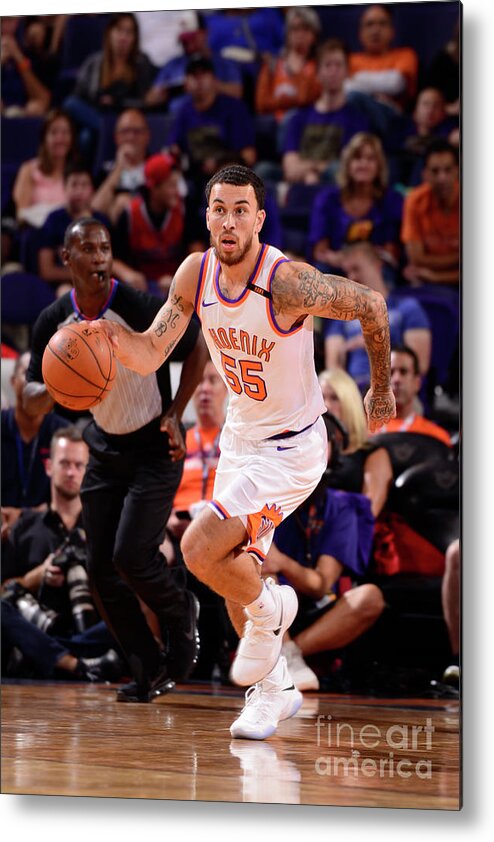 Mike James Metal Print featuring the photograph Portland Trail Blazers V Phoenix Suns #4 by Barry Gossage