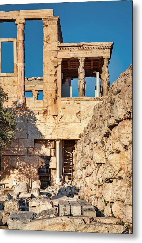 Estock Metal Print featuring the digital art Temple At Acropolis, Athens, Greece #4 by Claudia Uripos
