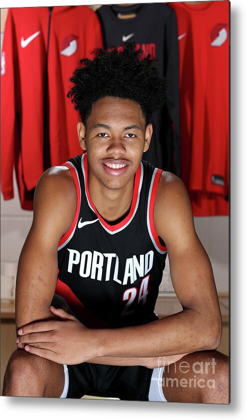 Anfernee Simons Metal Print featuring the photograph 2018 Nba Rookie Photo Shoot #43 by Nathaniel S. Butler