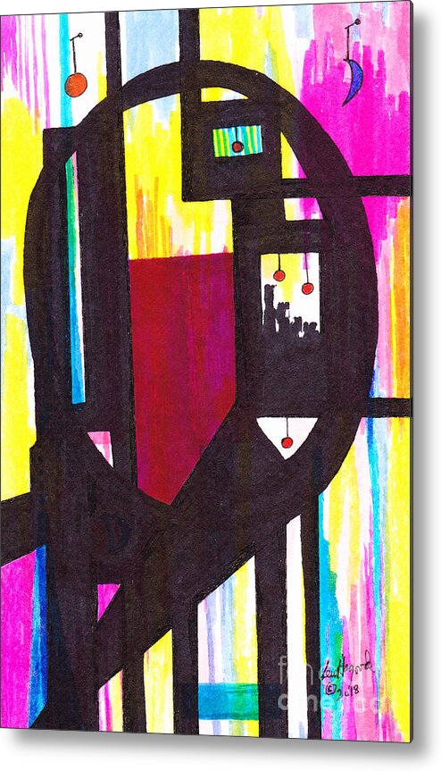 Abstract Metal Print featuring the mixed media 46.AB.7 Abstract by Lew Hagood