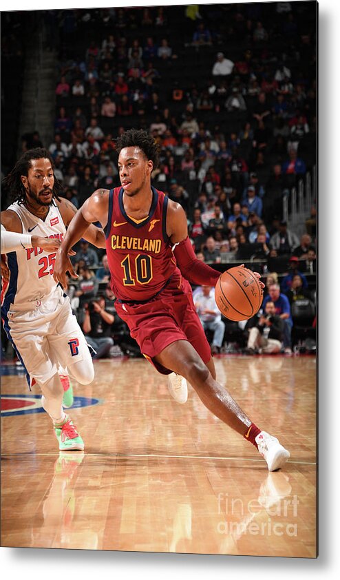 Darius Garland Metal Print featuring the photograph Cleveland Cavaliers V Detroit Pistons #5 by Chris Schwegler