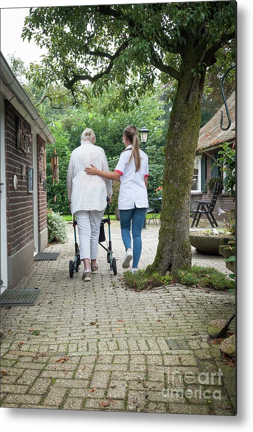 Two People Metal Print featuring the photograph Home Care Nursing #5 by Arno Massee/science Photo Library