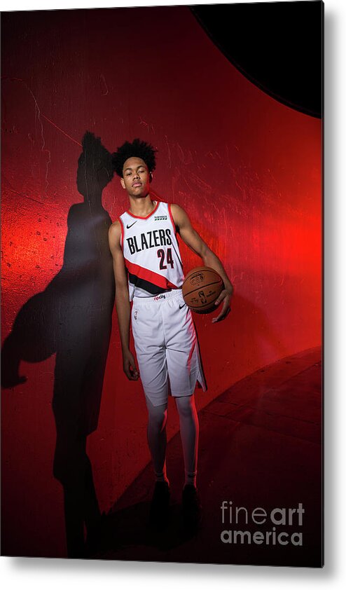 Anfernee Simons Metal Print featuring the photograph 2018-2019 Portland Trail Blazers Media by Sam Forencich