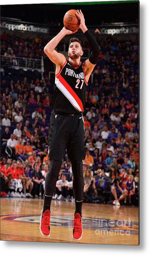 Jusuf Nurkic Metal Print featuring the photograph Portland Trail Blazers V Phoenix Suns by Barry Gossage