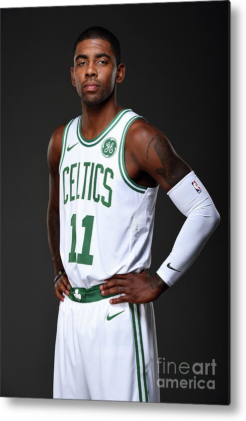 Kyrie Irving Metal Print featuring the photograph Kyrie Irving Boston Celtics Portraits by Brian Babineau