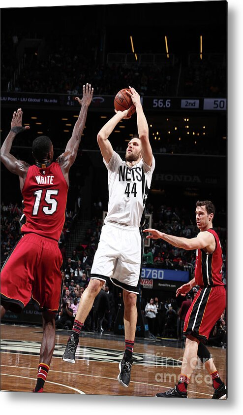 Nba Pro Basketball Metal Print featuring the photograph Miami Heat V Brooklyn Nets by Nathaniel S. Butler