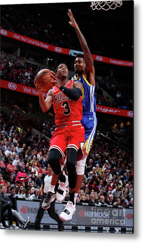 Shaquille Harrison Metal Print featuring the photograph Golden State Warriors V Chicago Bulls by Jeff Haynes