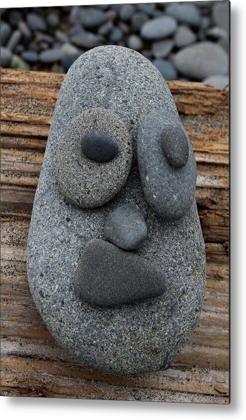 Driftwood Metal Print featuring the photograph A Face Made Of Pebbles by Roy Hsu