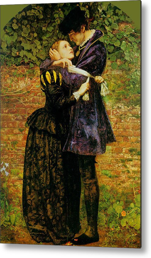 Pre-raphaelite Metal Print featuring the painting A Huguenot on St. Bartholomew's Day by John Everett Millais