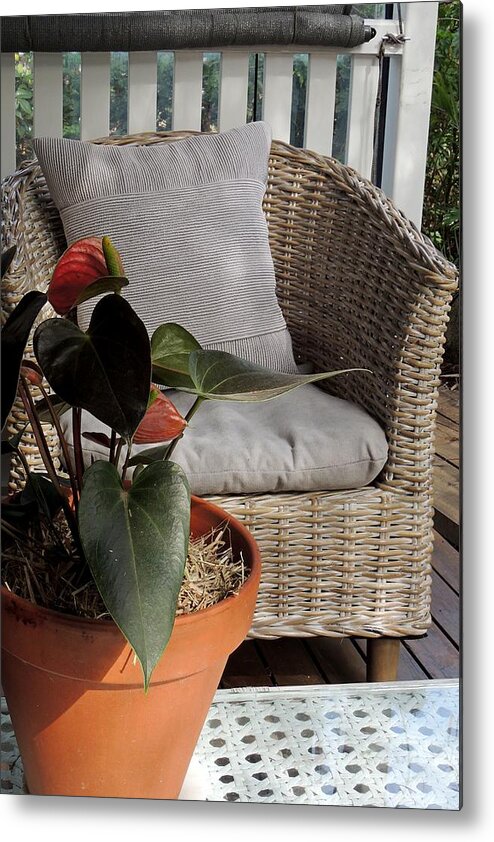 Cane Chair Metal Print featuring the photograph A Place to Sit and Dream by Denise Clark