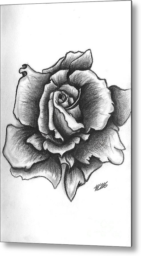 Rose Metal Print featuring the drawing A Single Rose by Marissa McAlister