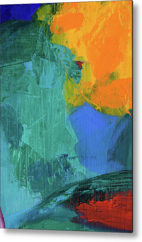 Art Metal Print featuring the digital art Abstract Acrylic Painting With Yellow by Stellalevi