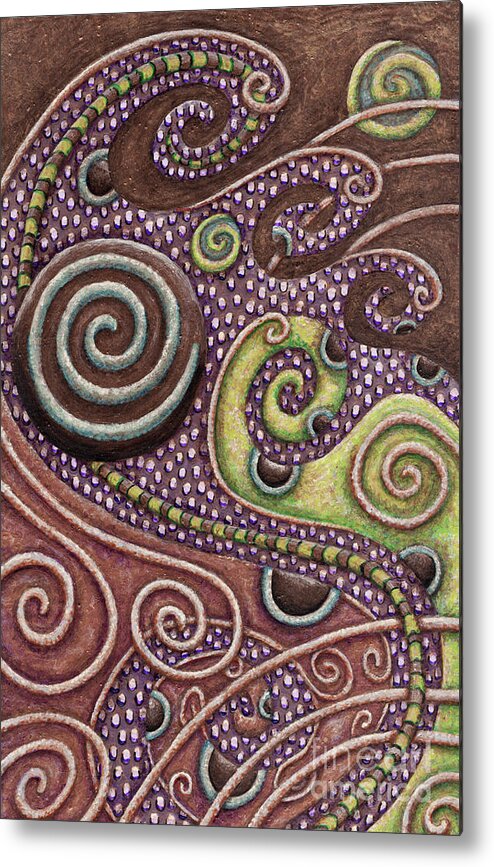 Whimsical Metal Print featuring the painting Abstract Spiral 7 by Amy E Fraser